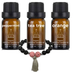 Kuhvai Set of 3 with Bracelet - Peppermint, Tea Tree & Sweet Orange
