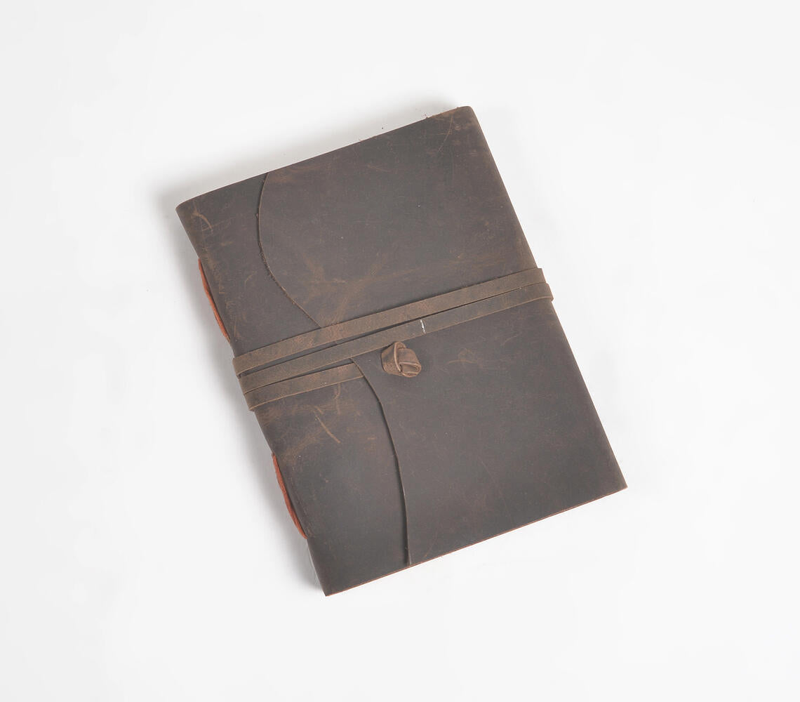 Recycled Suede Leather Unruled Brown Journal