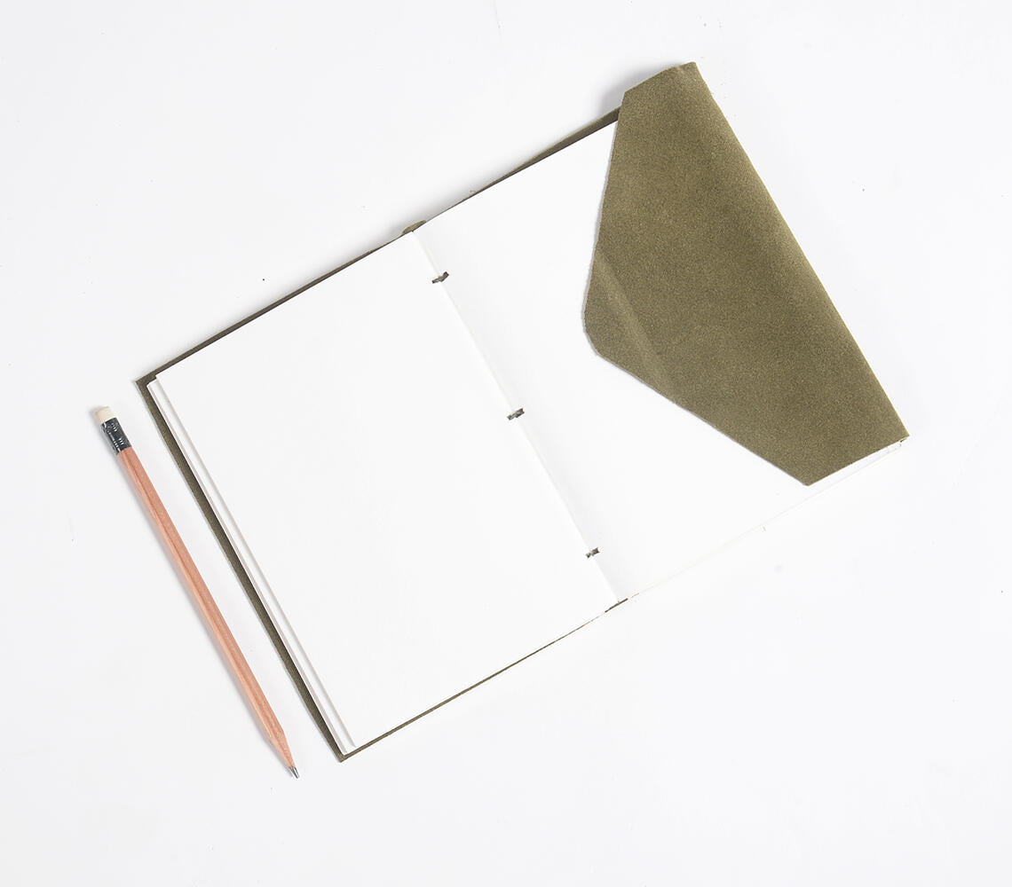 Hand Bound Paper & Olive Leather Journal
